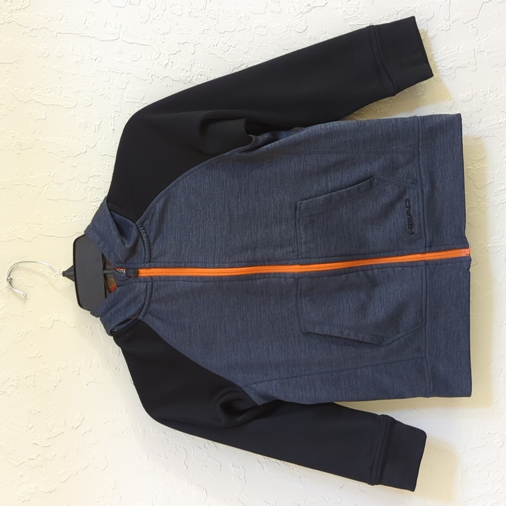 HEAD Activewear Athletic Youth Fleece Hoodie Zip Jacket Gray Orange Size XS